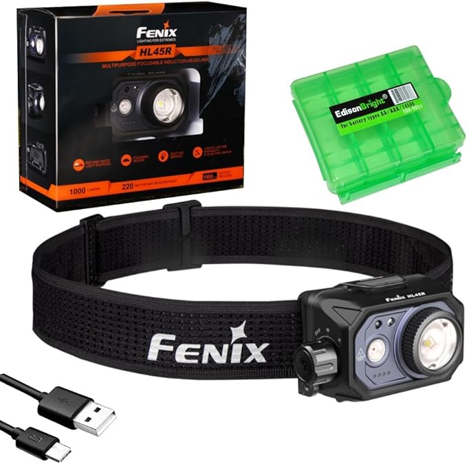 Fenix HL45R 1000 Lumen Adjustable Beam Headlamp, Rechargeable, AAA Dual Fuel, Gesture Sensing