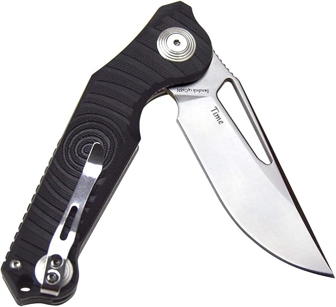 Harnds Time Folding Knife with Sandvik 14C28N Steel Blade Pocket Knife with G10 Handle Camping