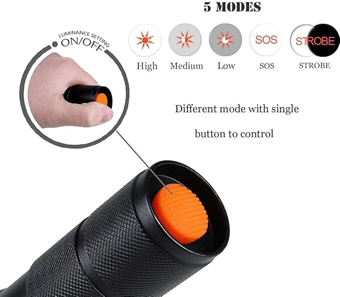 3-Color-Light Flashlight Tactical Flashlight with Red Green Filter Zoom 2000 lumens 5 Modes