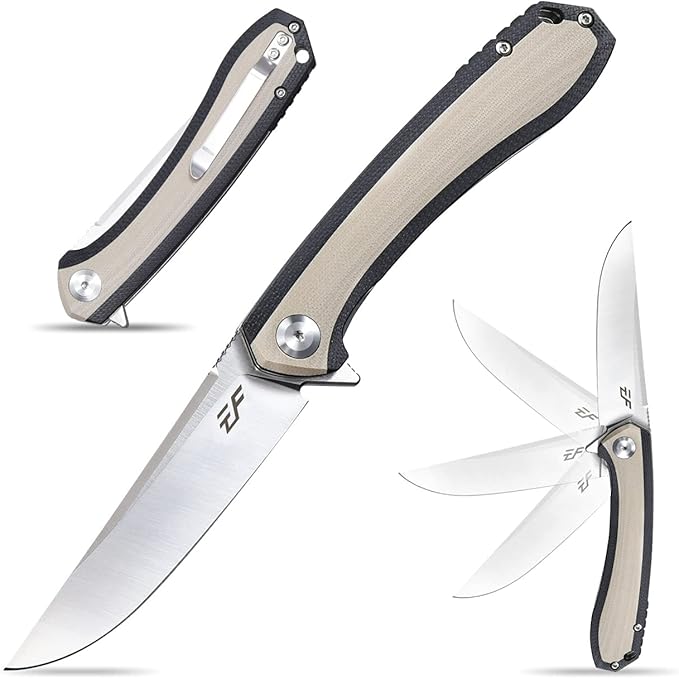 Eafengrow EF947 EDC D2 Folding Knife, G10 Handle Ball Bearing Folder with Locking Liner EDC Flipper