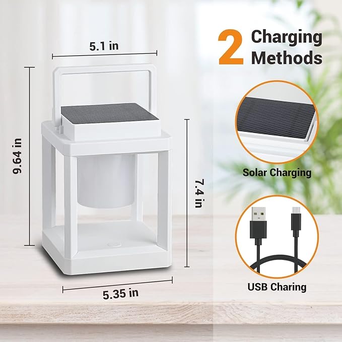 Outdoor Table Lamp, Led Lamps for Nightstand, Solar Lanterns Outdoor Hanging for Patio Waterproof