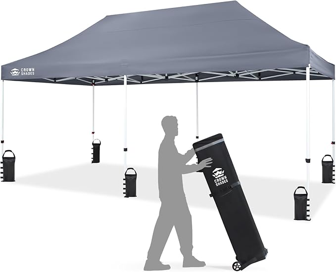 CROWN SHADES 10x20 Pop Up Canopy Tent - Commercial Canopy Tent with 400D Strength Oxford Fabric