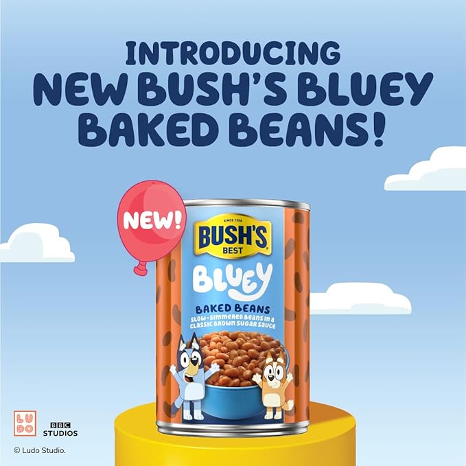 BUSH'S BEST 15.8 oz Canned Bluey Original Baked Beans, Source of Plant Based Protein and Fiber, Low