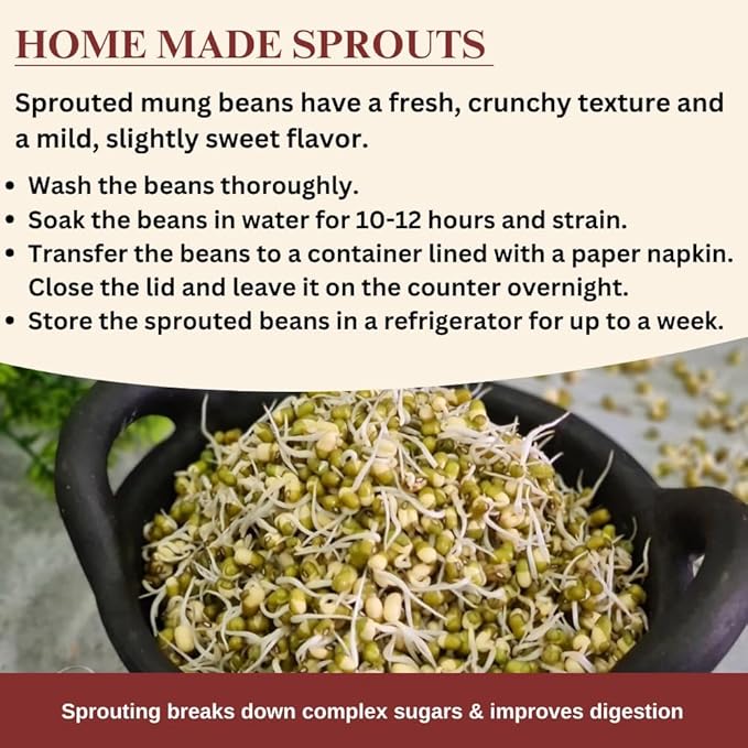 Darsa Organics Whole Green Moong (Mung) Bean Lentils 2 lb ??USDA Organic, Non-GMO, Kosher