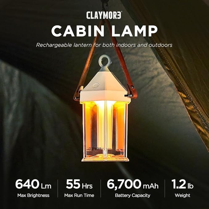 CLAYMORE Cabin Lamp (Ivory) - Aesthetic Portable Lantern for Outdoor Glamping, Camping, Events