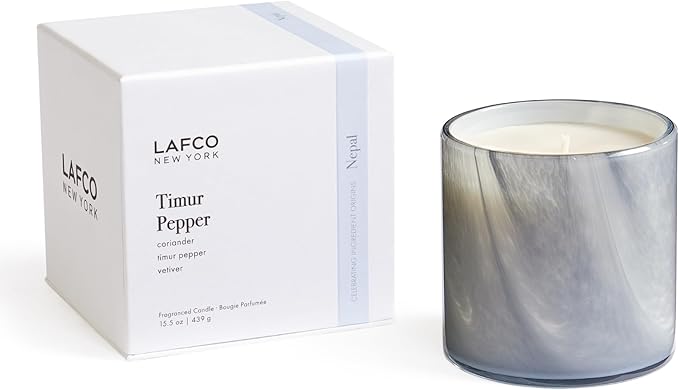 LAFCO New York Signature Candle, Timur Pepper - 15.5 oz - 90-Hour Burn Time - Reusable, Hand Blown