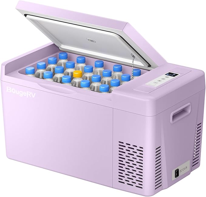 BougeRV Purple 23Quart Portable Refrigerator, 12 Volt Fridge 22L, Portable Freezer Compressor