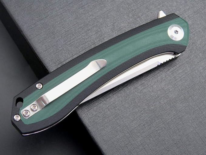Eafengrow EF947 EDC D2 Folding Knife, G10 Handle Ball Bearing Folder with Locking Liner EDC Flipper