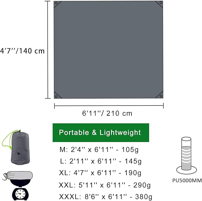 GEERTOP Portable Waterproof Tent Footprints Lightweight Camping Tent Ground Sheet Mat Sunshade