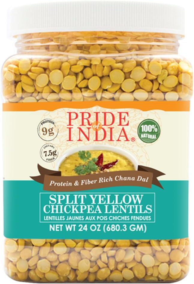 Pride of India | Indian Split Yellow Chickpea Lentils 1.5 Pound (680.38 gm) Jar | Protein & Fiber