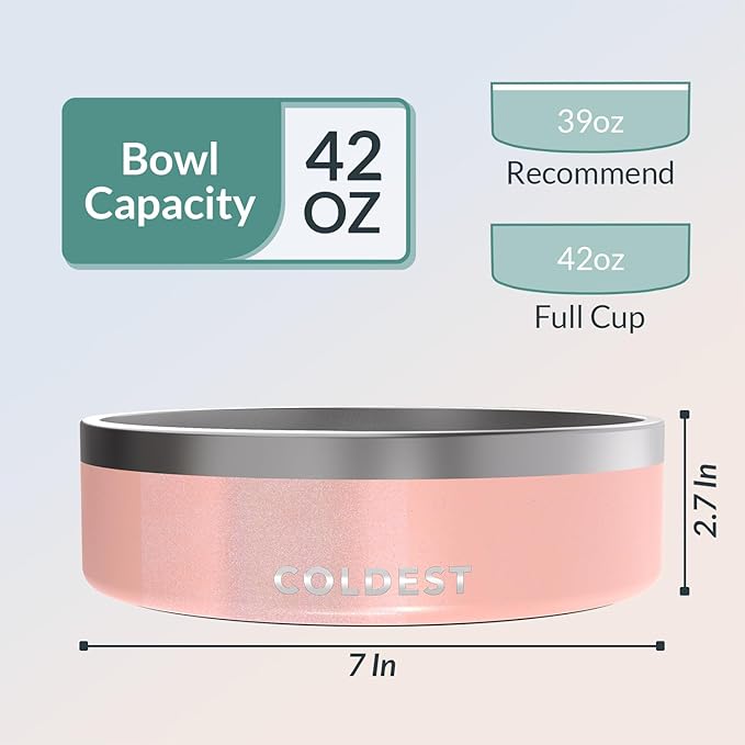 Coldest Dog Bowl - Anti Rust Metal, Non Slip, 3 Layers Insulated Stainless Steel Dog Bowls - Spill