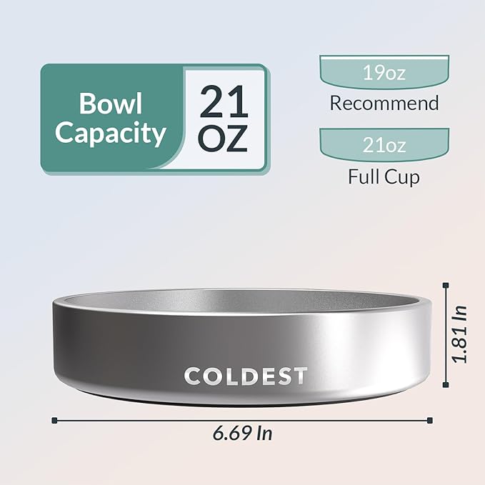 Coldest Dog Bowl - Anti Rust Metal, Non Slip, 3 Layers Insulated Stainless Steel Dog Bowls - Spill