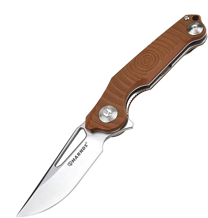 Harnds Time Folding Knife with Sandvik 14C28N Steel Blade Pocket Knife with G10 Handle Camping
