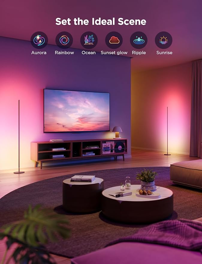 Govee RGBIC Floor Lamp Basic 2-Pack, Compatible with Alexa, LED Smart Standing Lamp with Voice