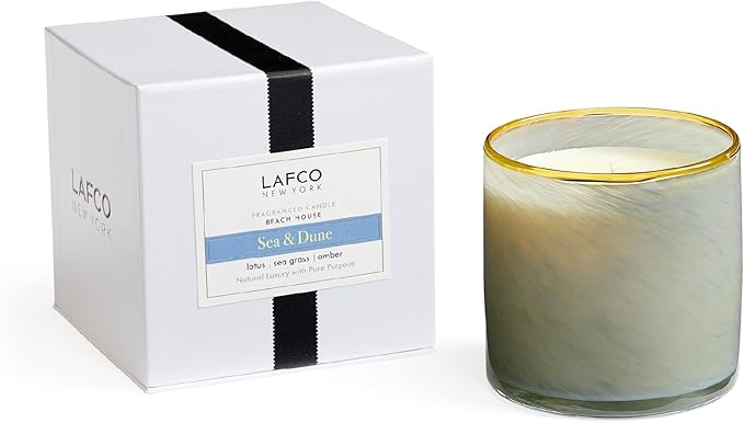 LAFCO New York Signature Candle, Sea & Dune - 15.5 oz - 90-Hour Burn Time - Reusable, Hand Blown