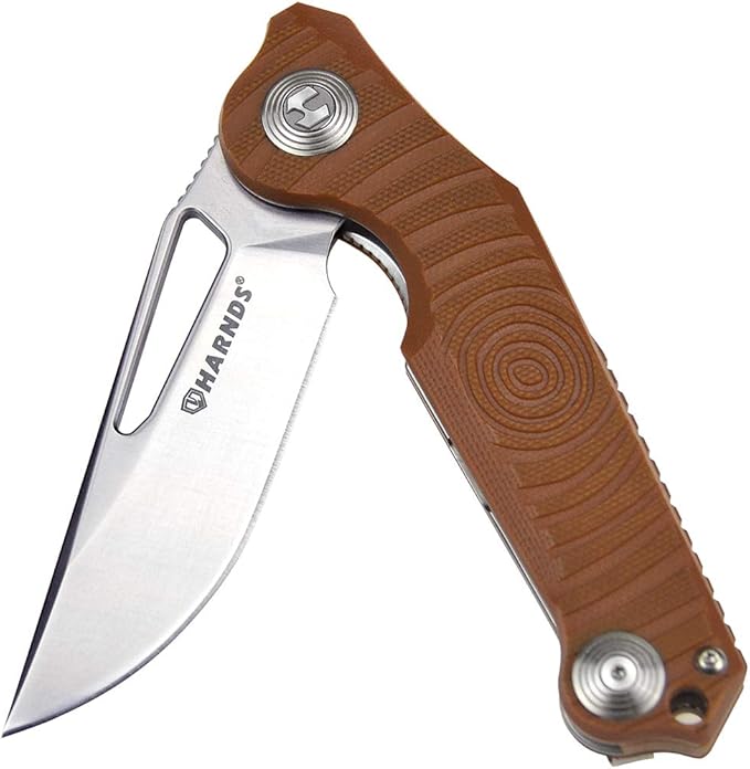 Harnds Time Folding Knife with Sandvik 14C28N Steel Blade Pocket Knife with G10 Handle Camping