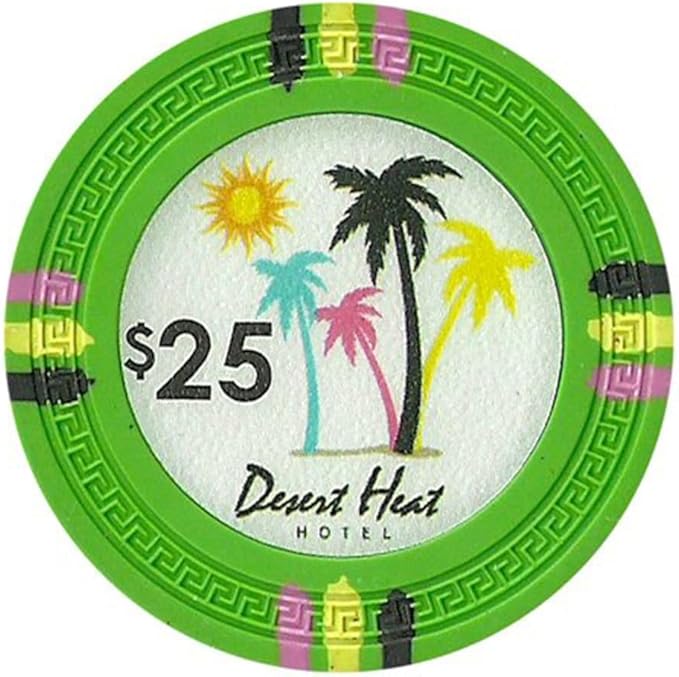 13.5-gram Desert Heat Premium Poker Chips (50-Pack) Heavy Clay Composite Set - Bulk Casino Chips