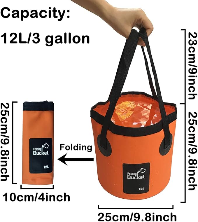 Sunglow Collapsible Fishing Bucket, 3 Gallon Multifunctional Portable Wash Basin - Water Container
