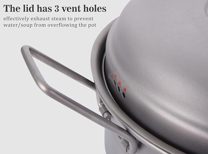 Boundless Voyage Multifunctional Titanium Steamer Pot with Frying Pan and Vented Lid Outdoor