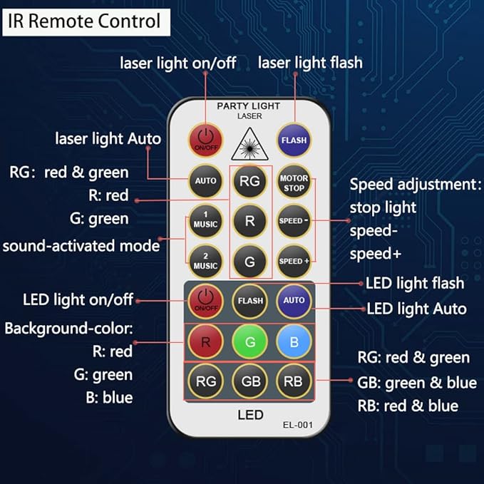 Mini Party Lights Dj Disco Strobe Stage Lights Sound Activated Laser Llights Projector with Remote