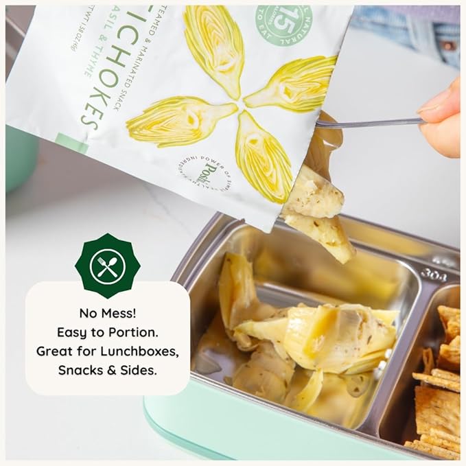 POSHI Artichoke Hearts with Basil and Thyme – Ready-to-Eat Snack Pack – Vegan, Keto, Low Carb