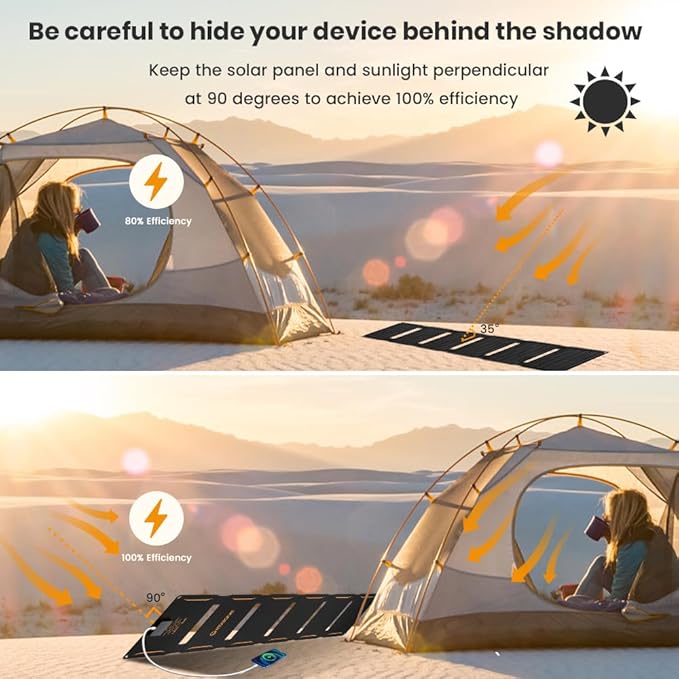FlexSolar 40W Foldable Solar Panel Charger with USB-C and USB-A Outputs for Phones, Power Banks