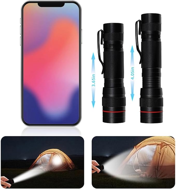 6 Pack Small Mini LED Flashlight, Single Mode Zoomable Flashlights AA Battery Powerful Flashlights