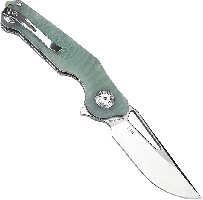 Harnds Time Folding Knife with Sandvik 14C28N Steel Blade Pocket Knife with G10 Handle Camping