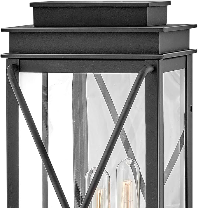 Hinkley Montecito Medium Wall Mount Outdoor Lantern - Modern, 1-Light, Aluminum, Clear Glass