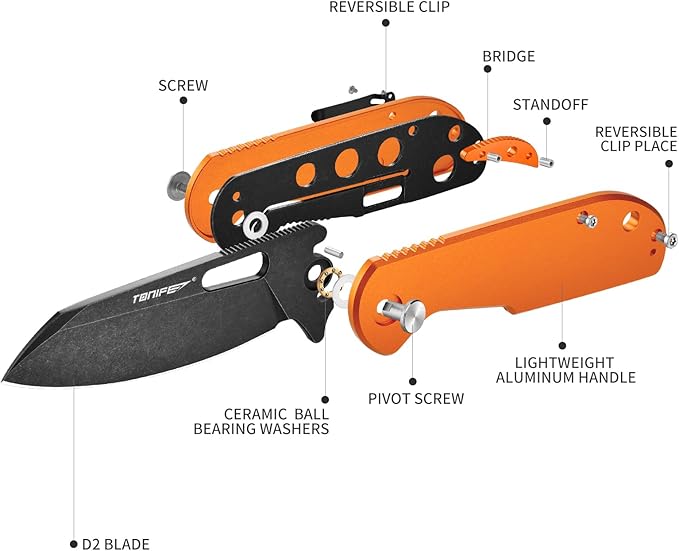 TONIFE Galaxy Mini Folding Knife with D2 Steel Blade and Aluminum Handle, EDC Pocket Tool for