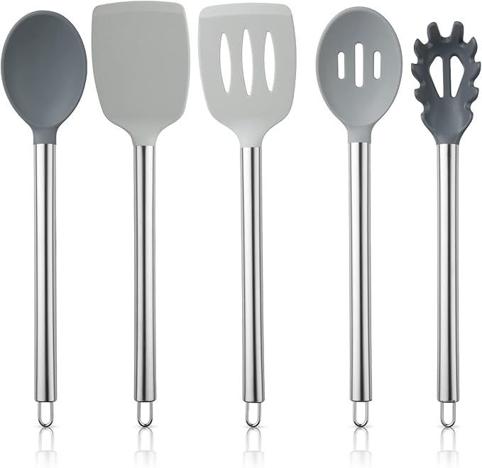 COOK WITH COLOR Silicone Cooking Utensils, Kitchen Utensil Set, Easy to Clean Silicone Kitchen