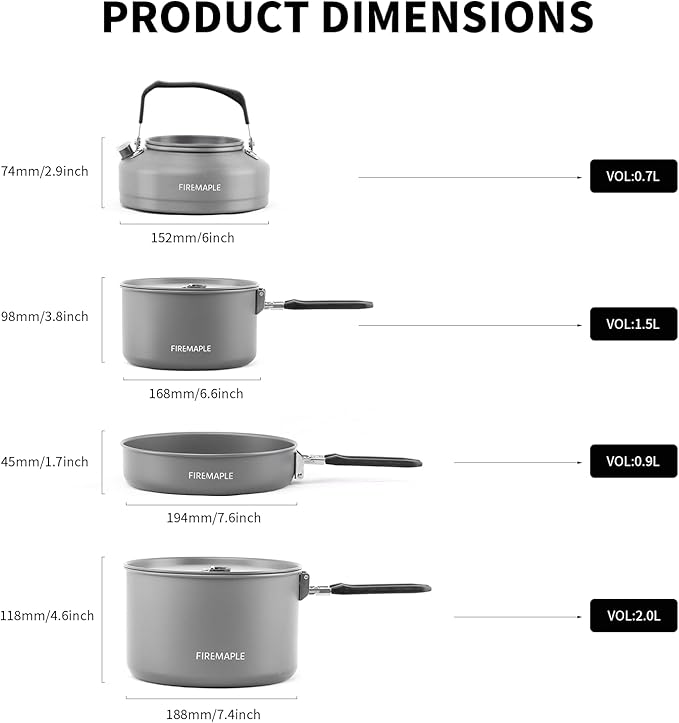 Fire-Maple Feast 4 Piece Camping Cookware Cookware Cookware Kit Outdoor Cookware Set with Pots