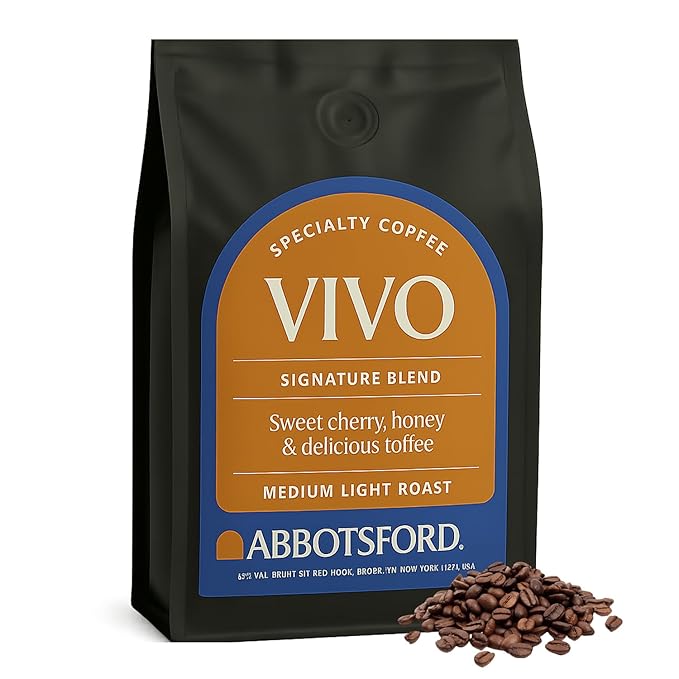 Vivo Whole Bean Coffee, Signature Blend Medium Light Roast Coffee Beans with Sweet Cherry, Honey, &