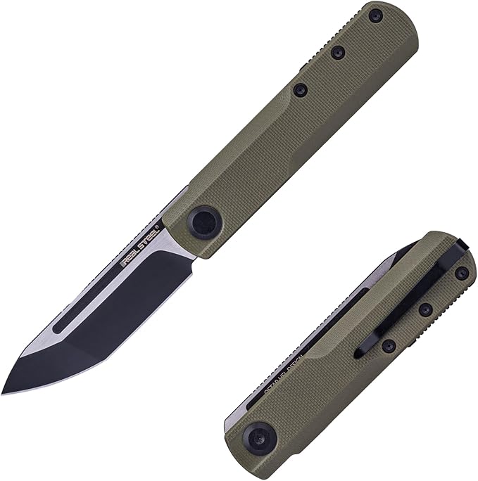REALSTEEL G-Tanto Pocket Knife,Folding Knives,2.6" Nitro-V Blade,Double Detent Ball Slipjoint