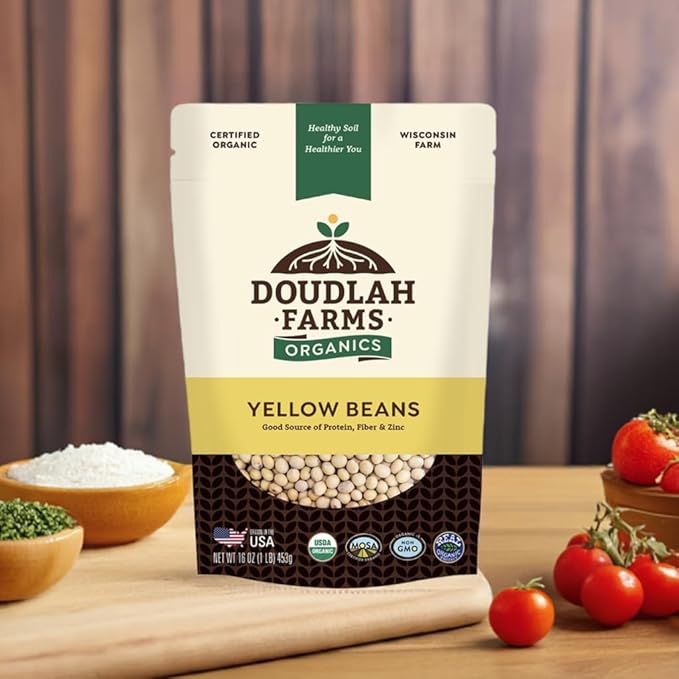 Organic Yellow Canary Beans 1 lb - Non-GMO, USDA Organic, Tested Clean Certified, Vegan - Rich in