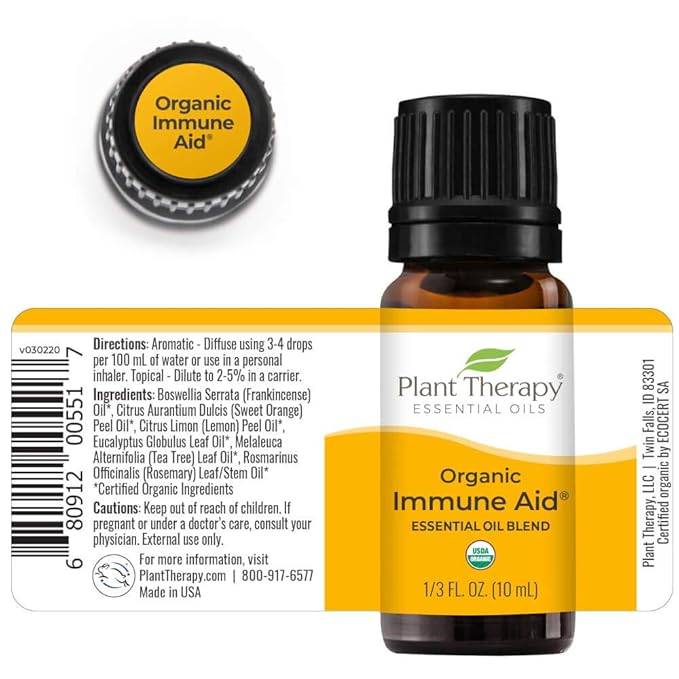 Plant Therapy Organic Immune Aid Essential Oil Blend 10 mL (1/3 oz) 100% Pure, Undiluted