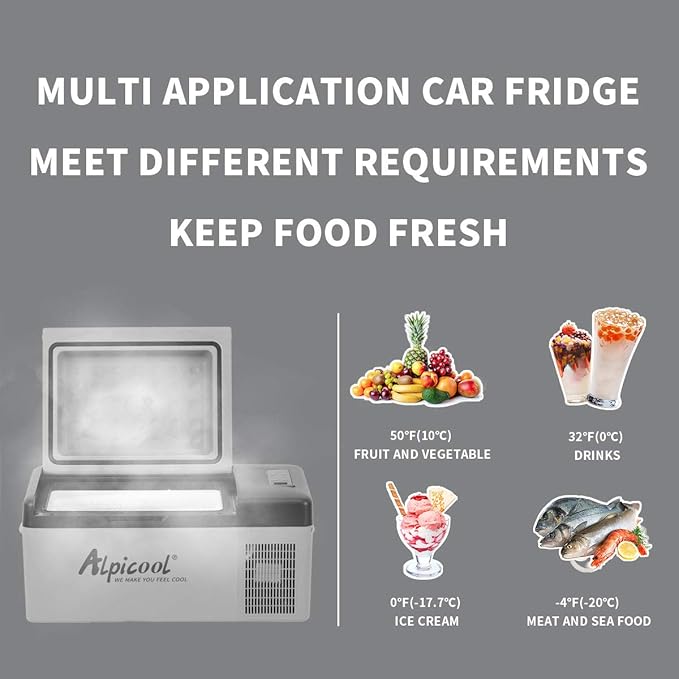 Alpicool C15 Portable Car Freezer,12 Volt Refrigerator, 16 Quart (15 Liter) Fast Cooling 12V Car