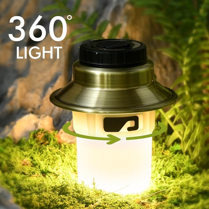 Rechargeable LED Camping Lights & Lantern, Waterproof Lamp with 5 Modes RGB String Lights