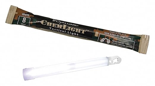 Cyalume Military Grade White Glow Sticks - Premium Bright 6??ChemLight Emergency Glow Sticks with 8