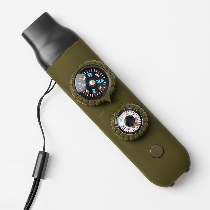 Emergency Survival Safety Whistle，Whistle for Kids with Lanyard,Compass,Thermometer,Ideal for