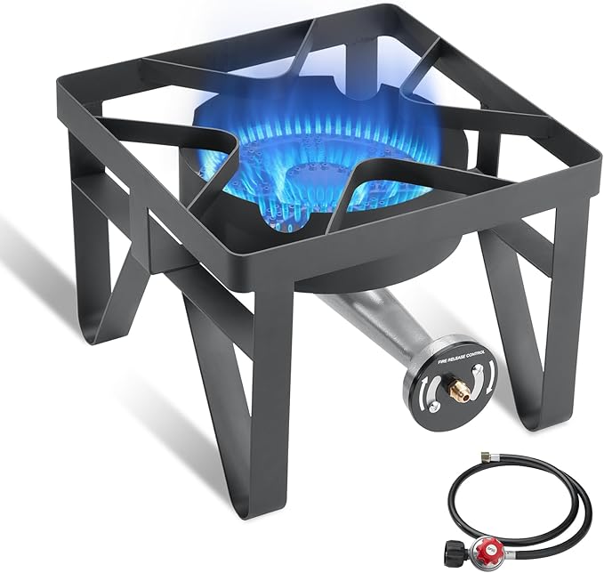 SKOK 200,000 BTUs High Pressure Single Burner Propane Camping Stove - Portable Outdoor Stove for