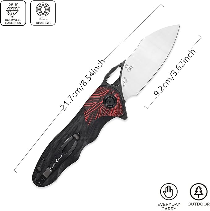 Sitivien ST154 Folding Knife, Sandvik 14C28N Steel Blade with G10 Handle,Chinese Zodiac Series EDC