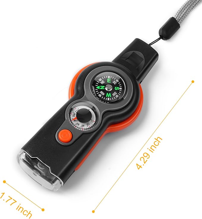 Emergency Survival Function Whistle, Outdoor Multifunctional Tool Safety Whistle with Lanyard