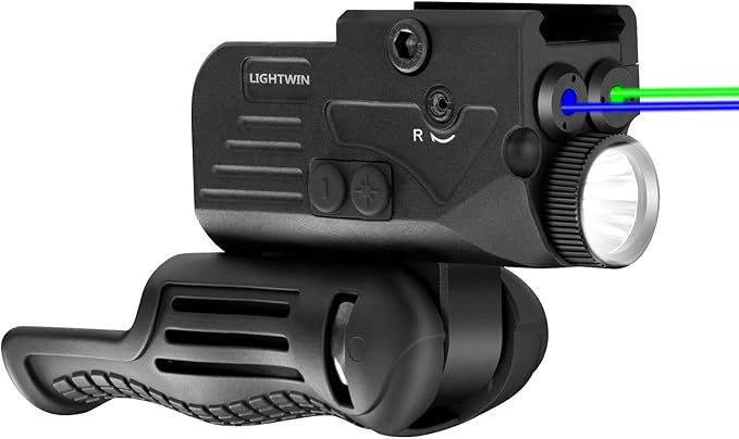 1200LM Rechargeable Flashlight with Green & Blue Laser, 5 Light Modes & Strobe, 3 in 1 Laser