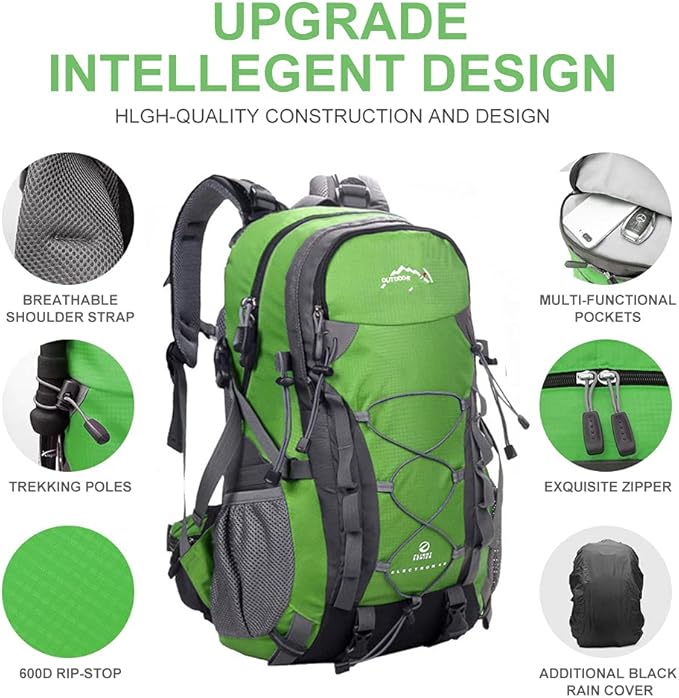 INOXTO lightweight Hiking Backpack 35L/40L Hiking Daypack with Waterproof Rain Cover for Travel