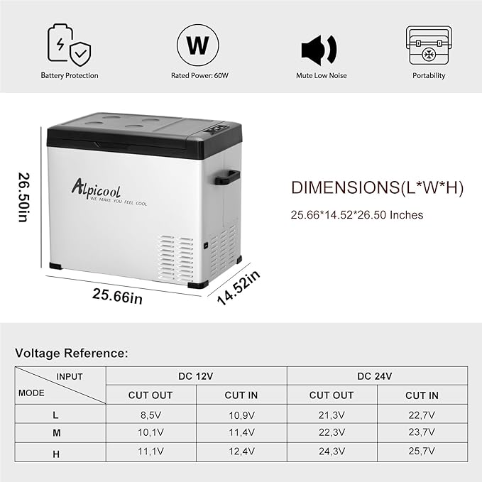 Alpicool C50 Portable Refrigerator 47 Quart(44.4Liter) 12 Volt Car Freezer for Vehicle, Truck, RV