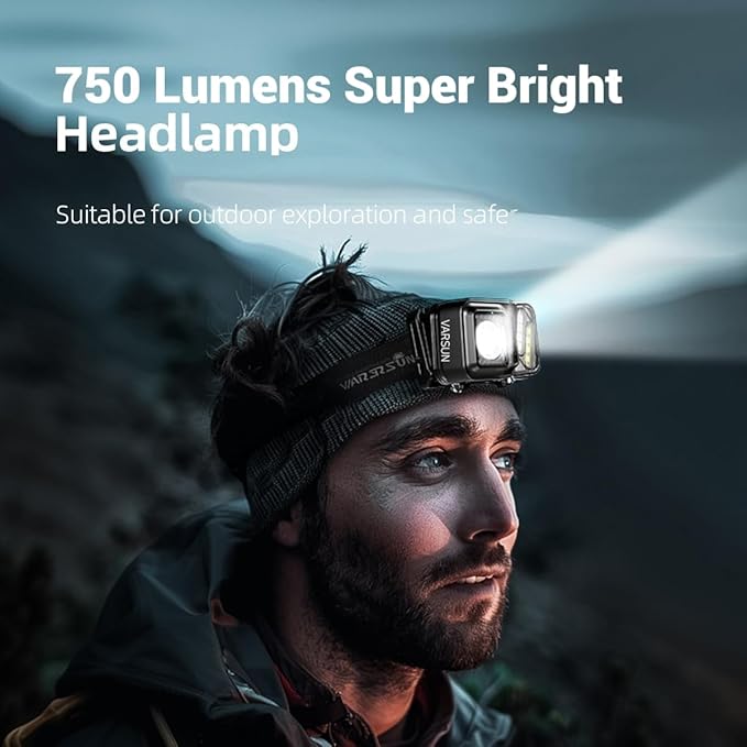 WARSUN Rechargeable Lightweight Headlamp 2 Packs ??750 Lumens Running & Helmet Light, LED Head
