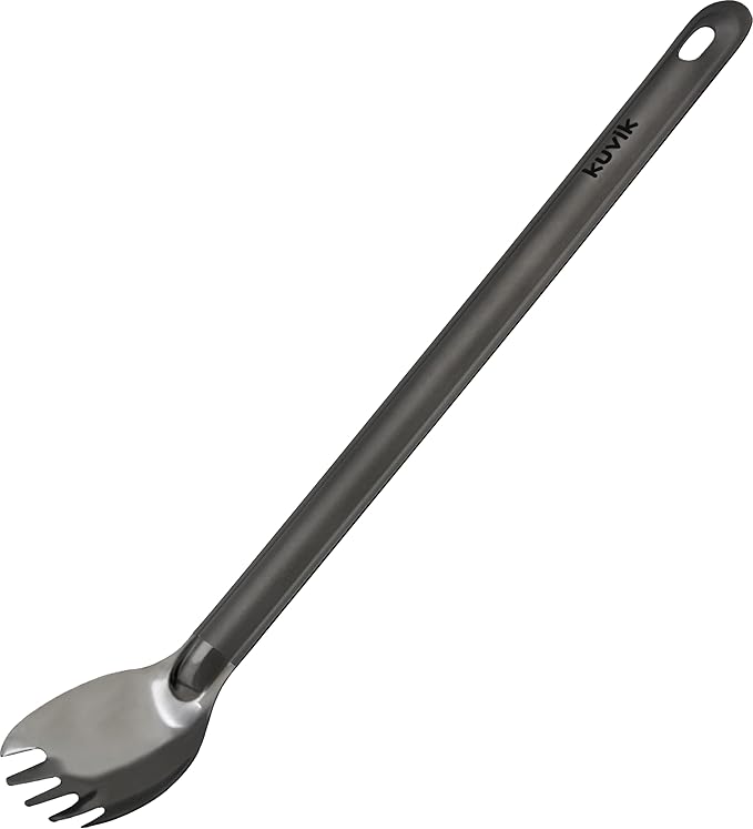 Kuvik Titanium Long Handle Spoon/Spork 2-Pack - Ultralight and Compact for Camping and Hiking