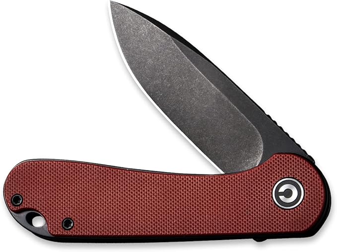 CIVIVI Elementum Pocket Folding Knife,Black Stonewashed D2 Blade Burgundy G10 Handle, Good for EDC