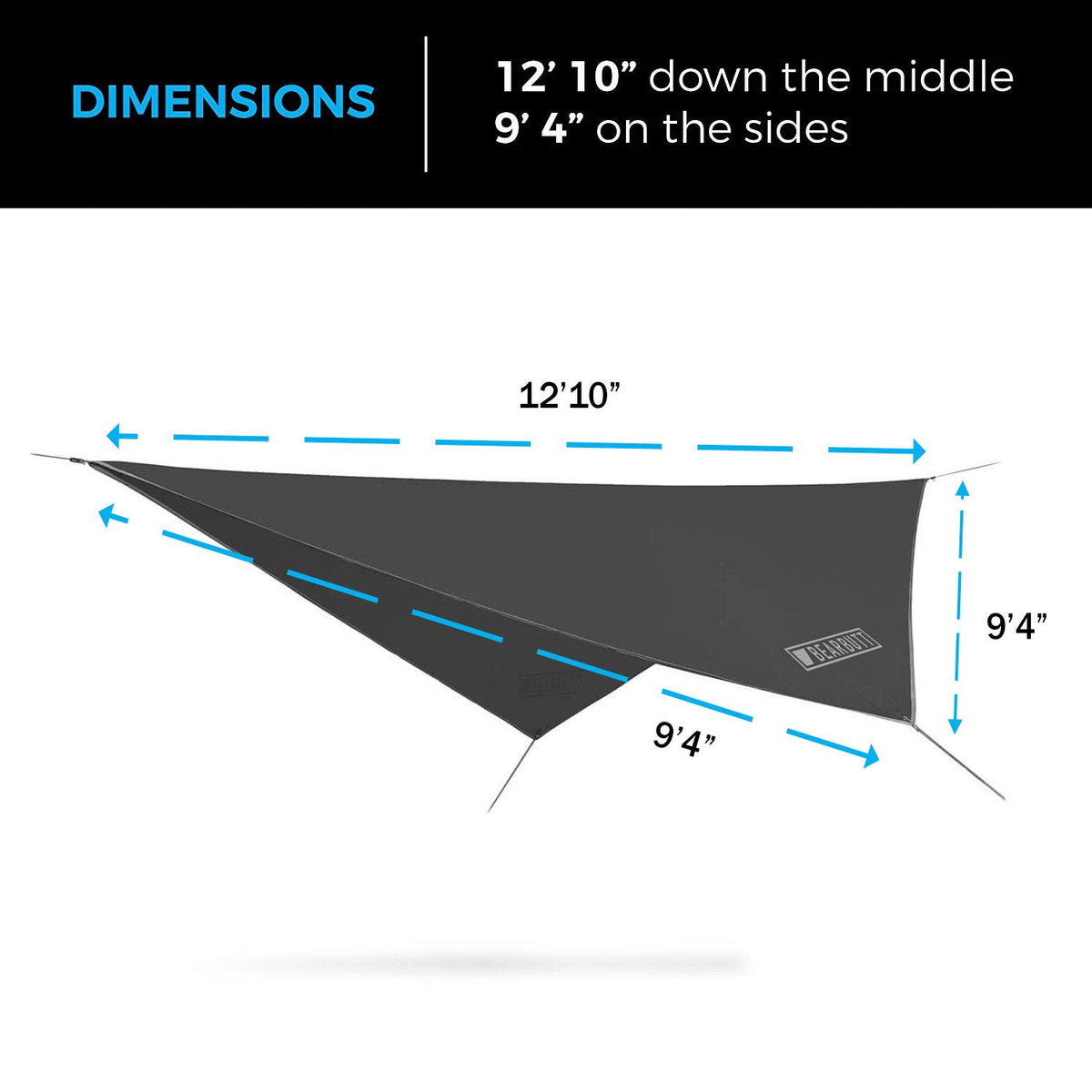 Bear Butt Hammock Rain Fly - 11 x 9 ft Ultralight Waterproof Hammock Tarp for Camping